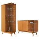 Ver imagem 1 de Conjunto Cristaleira e Aparador Buffet Tucumã com 3 Portas Nature