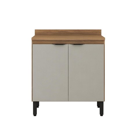 Balcão de Cozinha 02 Portas 80cm C/ Tampo Firenze Amêndola Nude Prime Tx Demóbile