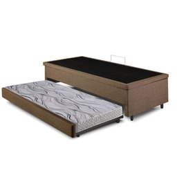 Bicama Box com Baú Solteirão 96x203 com Colchão Auxiliar Linho Marrom - 9 Bicama Box com Baú Solteirão 96x203 com Colchão Auxiliar Linho Marrom - 9