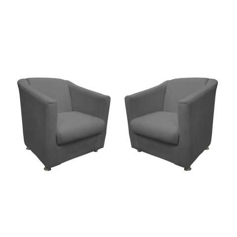 Kit 2 Poltronas Decorativa Biane Suede Cinza Pés Cromado Mz Decor
