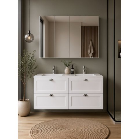 Gabinete para Banheiro com Armário 160cm Retro MDF Branco Milano - On Móveis