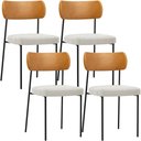 Ver imagem 1 de Kit 04 Cadeiras Estofadas para Sala de Jantar Melina L02 Couríssimo Whisky Bouclê Creme - Lyam