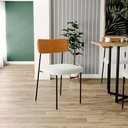 Ver imagem 2 de Kit 04 Cadeiras Estofadas para Sala de Jantar Melina L02 Couríssimo Whisky Bouclê Creme - Lyam