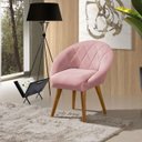 Ver imagem 1 de Poltrona Sala Decorativa Louis Veludo Rosa Pés Palito Castanho