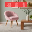 Ver imagem 4 de Poltrona Sala Decorativa Louis Veludo Rosa Pés Palito Castanho