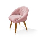 Ver imagem 2 de Poltrona Sala Decorativa Louis Veludo Rosa Pés Palito Castanho