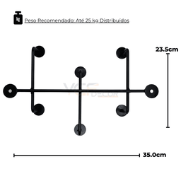 Cabideiro Oito Pontos Ferro Estilo Industrial Decorativo - 5