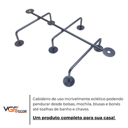 Cabideiro Oito Pontos Ferro Estilo Industrial Decorativo - 4