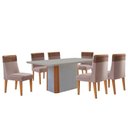 Ver imagem 2 de Mesa de Jantar Isadora 180cm Tampo Mdf Vidro com 6 Cadeiras Linho Capuccino Tork Off White Naturale