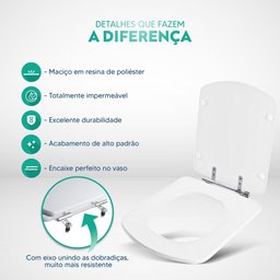 Tampa de Vaso Sanitário Decorado Lirio Branco para Bacia Fiori - 4