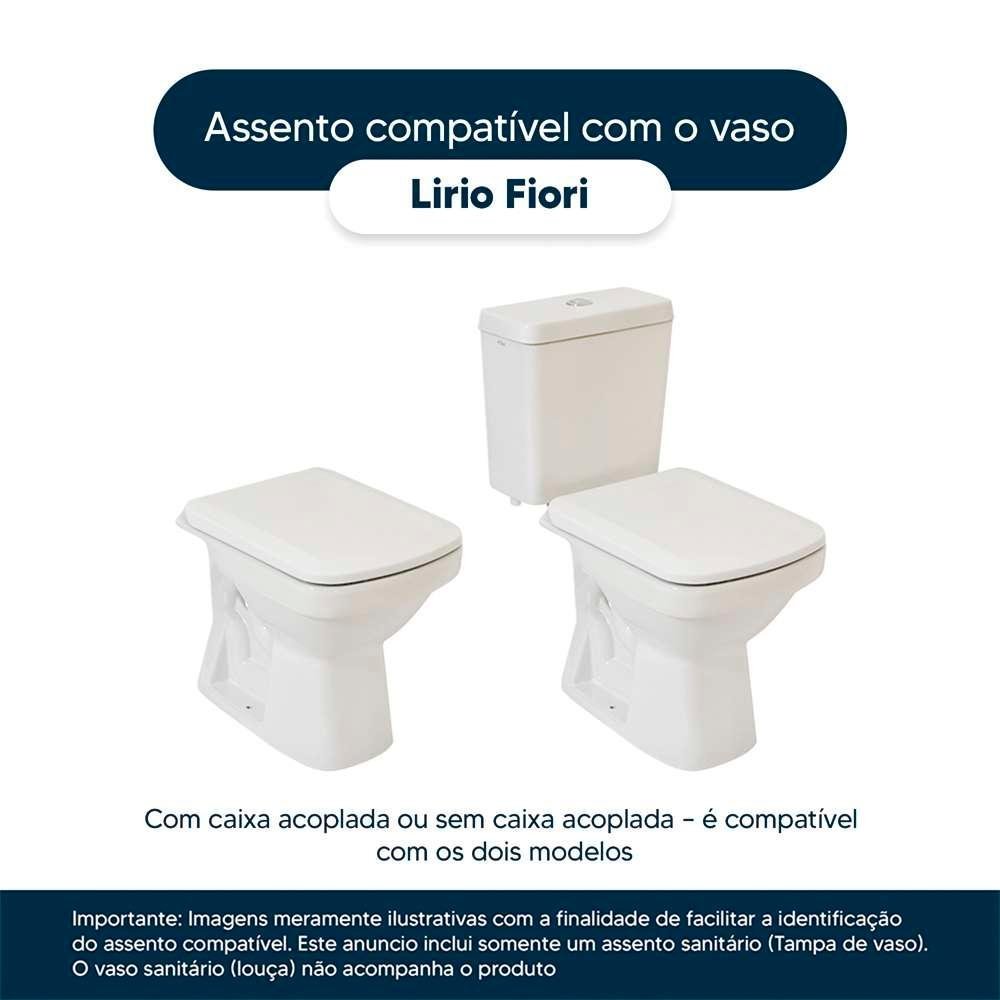 Tampa de Vaso Sanitário Decorado Lirio Branco para Bacia Fiori - 3