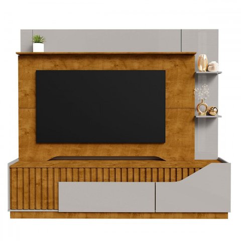 Estante para Tv até 75 Polegadas Hugo 2 Portas 1 Gaveta Ripado Naturalle/off-white - Pnr Móveis