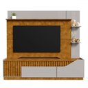 Ver imagem 1 de Estante para Tv até 75 Polegadas Hugo 2 Portas 1 Gaveta Ripado Naturalle/off-white - Pnr Móveis