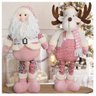 Dupla Natalina Boneco Papai Noel E Rena Rosa Perna Ajustável 90cm - 1