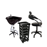 Kit Completo P Salão Lavatório + Cadeira + Carrinho Auxiliar - 1