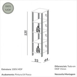 Estante para Livros 5 Prateleiras Industrial Freijó/preto - Dalla Costa - 6