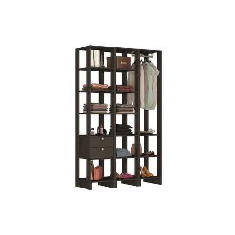 Closet Multi Yes com Cabideiro 2 Gavetas e 14 Prateleiras Nova Mobile