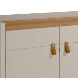 Conjunto Sala de Jantar Cristaleira Marcela e Buffet Luzzo L06 Amêndoa/Off White - Mpozenato - 6 Conjunto Sala de Jantar Cristaleira Marcela e Buffet Luzzo L06 Amêndoa/Off White - Mpozenato - 6