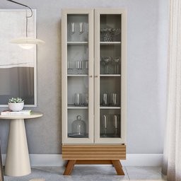 Conjunto Sala de Jantar Cristaleira Marcela e Buffet Luzzo L06 Amêndoa/Off White - Mpozenato - 3 Conjunto Sala de Jantar Cristaleira Marcela e Buffet Luzzo L06 Amêndoa/Off White - Mpozenato - 3