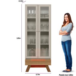 Conjunto Sala de Jantar Cristaleira Marcela e Buffet Luzzo L06 Amêndoa/Off White - Mpozenato - 5 Conjunto Sala de Jantar Cristaleira Marcela e Buffet Luzzo L06 Amêndoa/Off White - Mpozenato - 5