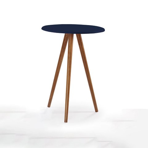 Mesa de Apoio Grande Tripé Pé Palito Hannover - Azul Petróleo/imbuia Glazer