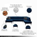 Ver imagem 3 de Sofá Decorativo Sala de Estar Osaka 310cm Modulado em U com Almofadas Pés em Madeira Linho Azul Mari