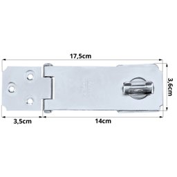Dobradiça Porta Cadeado Fecho Trinco Zincado 14cm para Portão Gaveta Armário | Silvana | Kit 06 Un - 3