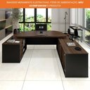 Ver mais imagens de Mesa de Escritório 4 Gavetas 3 Nichos 2 Portas e Conector C/ Tomada Presidente Artany Charuto/preto