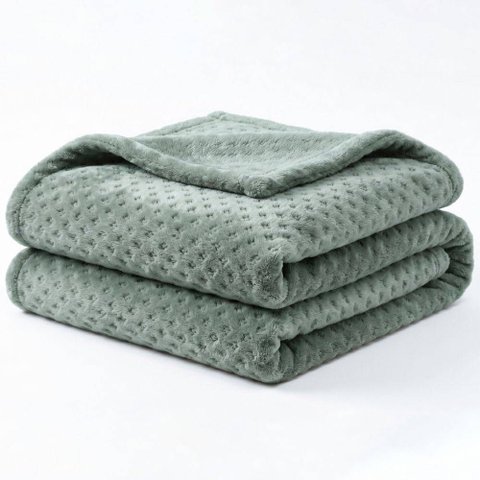 Manta Queen Flan Soft Texturizada Verde 260g/m² - 1 Peça - 100% Poliéster