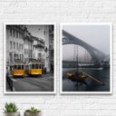 Ver imagem 1 de Kit 2 Quadros Portugal Amarelos 24x18cm:Madeira preta