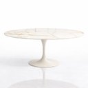 Ver imagem 1 de Mesa de Jantar Saarinen Oval 160x90cm em Mdf Calacata Marmorizada Gelo Branco
