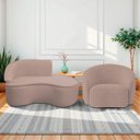 Ver imagem 1 de Kit Divã Recamier Orgânico Marrocos 150cm Lado Direito e 1 Poltronas Amore Linho