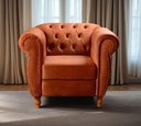 Ver imagem 1 de Sofá Nobreza Poltrona Chesterfield Vintage Retrô Clássico Veludo Terracota