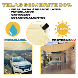 Tela Decorativa Sombrite 90% Bege 4x5 Bainha e Ilhós - 2