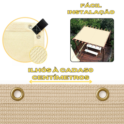 Tela Decorativa Sombrite 90% Bege 4x5 Bainha e Ilhós - 3