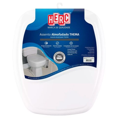 Assento Sanitário Almofadado Thema Quadrado Branco Herc