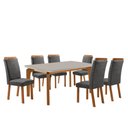 Ver imagem 1 de Mesa de Jantar Liz 180cm Tampo MDF Vidro Canto Copo com 6 Cadeiras Aline