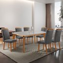Ver imagem 2 de Mesa de Jantar Liz 180cm Tampo MDF Vidro Canto Copo com 6 Cadeiras Aline