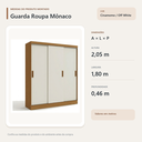 Ver imagem 3 de Guarda Roupa Casal Mônaco 3 Portas de Correr 3 Gavetas Cinamomo Off White Formimóveis