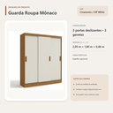 Ver imagem 4 de Guarda Roupa Casal Mônaco 3 Portas de Correr 3 Gavetas Cinamomo Off White Formimóveis
