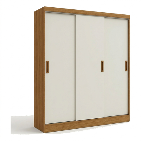 Guarda Roupa Casal Mônaco 3 Portas de Correr 3 Gavetas Cinamomo Off White Formimóveis