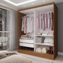 Ver imagem 2 de Guarda-roupa Solteiro La Paz 2 Portas 2 Gavetas com Espelho Cinamomo/off White - Panorama Móveis