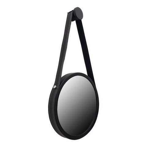 Espelho Redondo Adnet Alça 60cm + Suporte - Premium Luxo - Preto