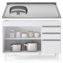 Ver imagem 4 de Balcão de Cozinha com Pia Inox Deslocada 120cm Ávila Branco L03 - Mpozenato