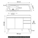 Ver imagem 2 de Balcão de Cozinha com Pia Inox Deslocada 120cm Ávila Branco L03 - Mpozenato