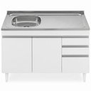 Ver imagem 5 de Balcão de Cozinha com Pia Inox Deslocada 120cm Ávila Branco L03 - Mpozenato