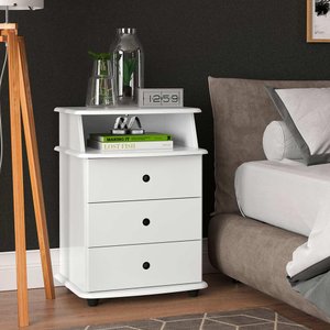 Mesinha para Cabeceira 3 Gavetas Branco Luxo e J