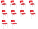 Ver imagem 1 de Kit 10 Cadeiras Infantil Iso, Escola, Base Branco-vermelho