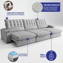 Ver imagem 7 de Sofá Retrátil e Reclinável 3,65m Arena com Molas Ensacadas e Carregador USB-C Boucle Cinza Claro