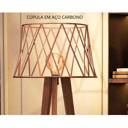 Luminária de Chão Tripé Onix com Cúpula Redonda em Aço:bronze - 4